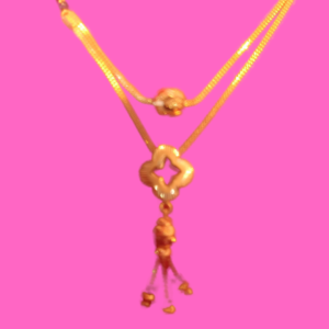 Gold Short Magal Sutra with black Beads